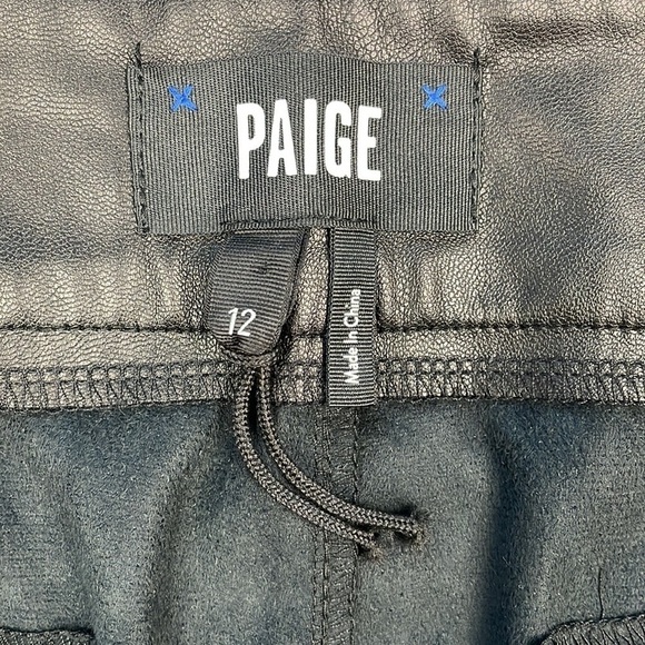 New Paige Jazz Black Vegan Faux Leather Pants High Rise Straight Leg Sz 12 - Picture 11 of 14